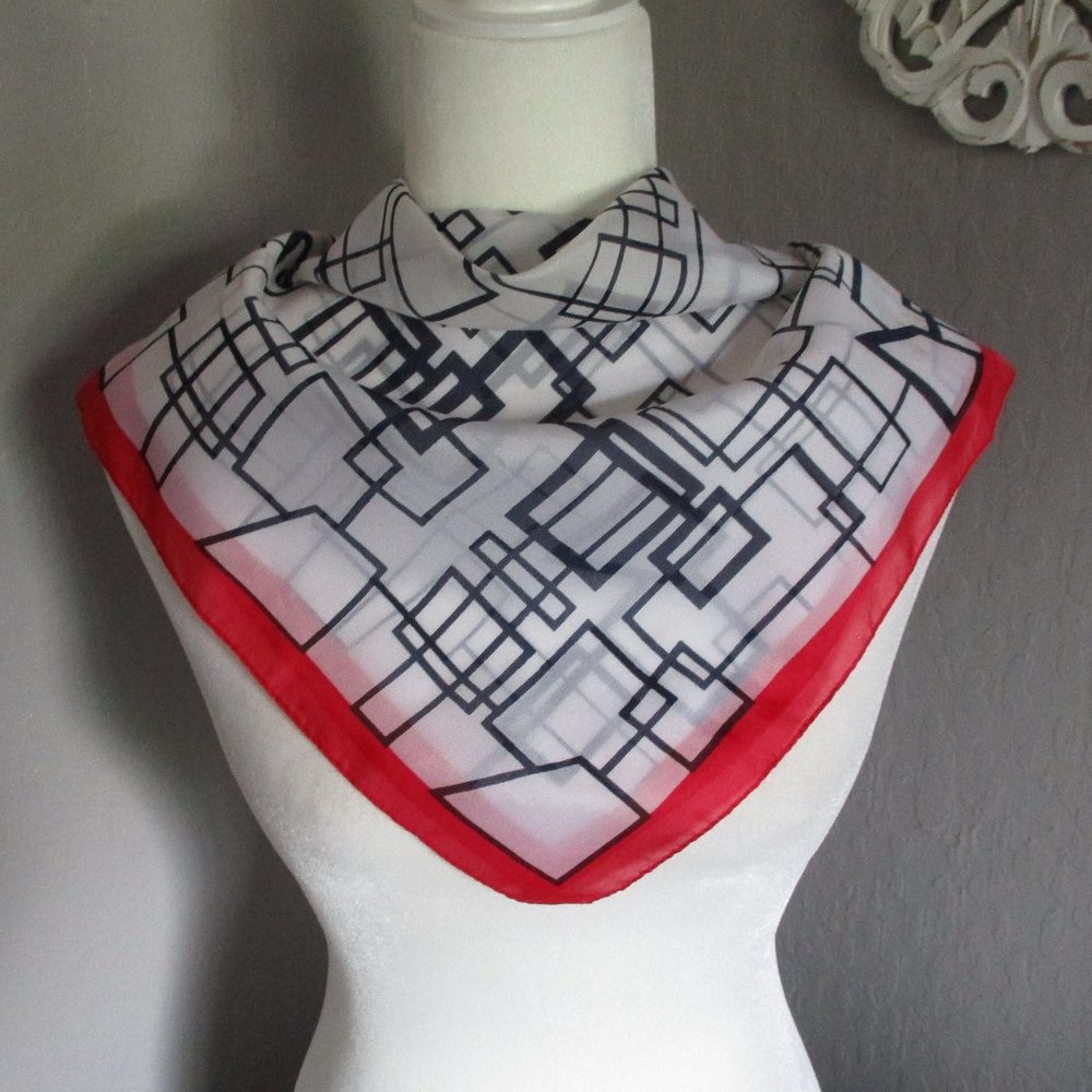 Navy, red & white MCM sheer scarf